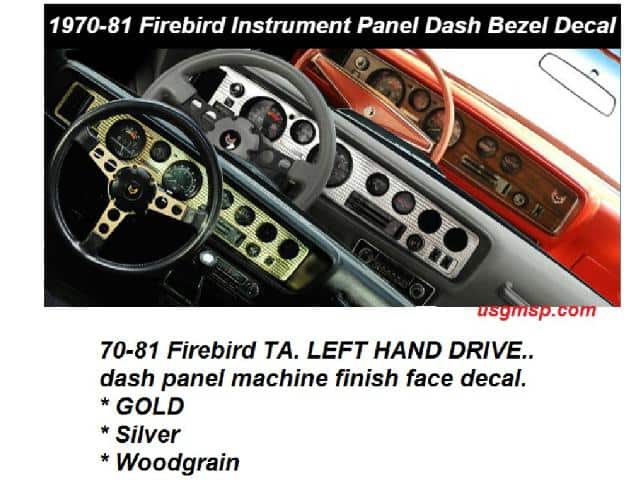 1970-81 Trans Am Dash Panel LHD Face Decal - 4 Hole type